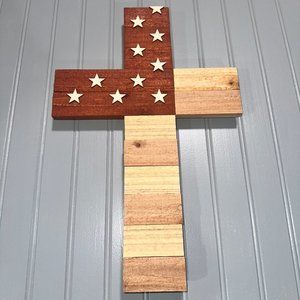 NEW HANDMADE Wooden Flag Cross made by Circle S Woodworx